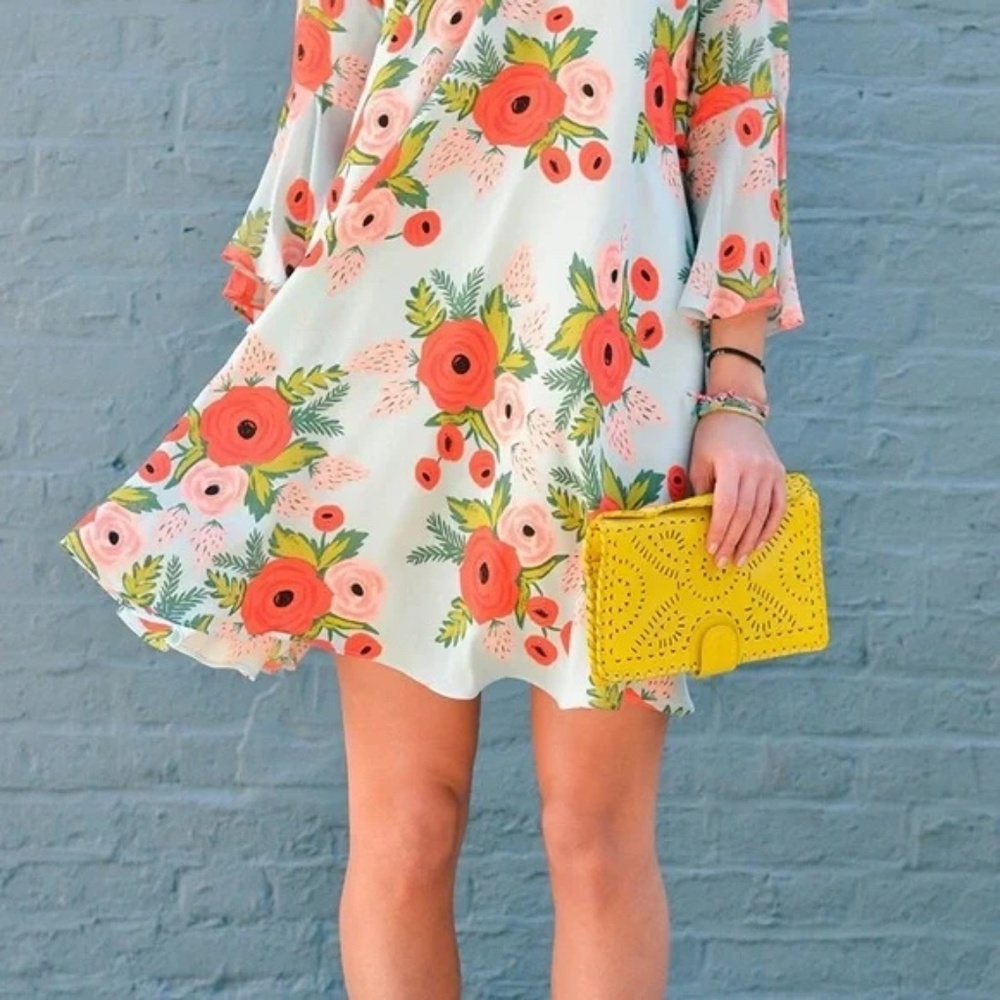 LIKE NEW! Women's Paper Crown Anthropologie Blue Floral Swing Dress - XSP - Picture 4 of 15